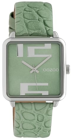 Oozoo Damenuhr Quadratisch mit Lederband 28 x 28 MM Grün/Grün C10367