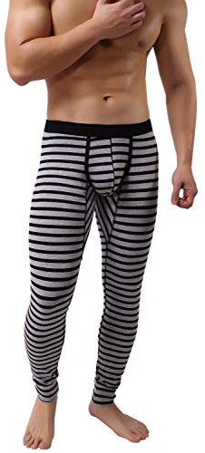 KAMUON Men’s Cotton Pouch Underwear Long Johns Thermal Pants Bottoms Leggings (US L (Asian Tag XL), Grey)