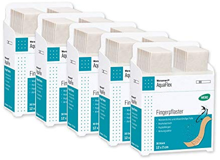 Werosmart® Pflasterspender-Einsätze Fingerpflaster 12 x 2 cm (5 Stück) Vorratspackung (Wasserfest | Beige | Elastisch)