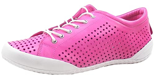 Andrea Conti Damen Schnürschuh Halbschuh Sommerschuh Leder perforiert 0345767, Größe:39 EU, Farbe:Pink