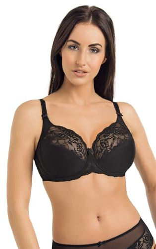 Teyli Damen BH - Minimizer BH mit Bügel - BH Grosse Grössen - BH Große Brüste - Komfort Starker Halt BH - Damen Bügel Minimizer - Damen BHS Frauen Bra Schwarz 85B