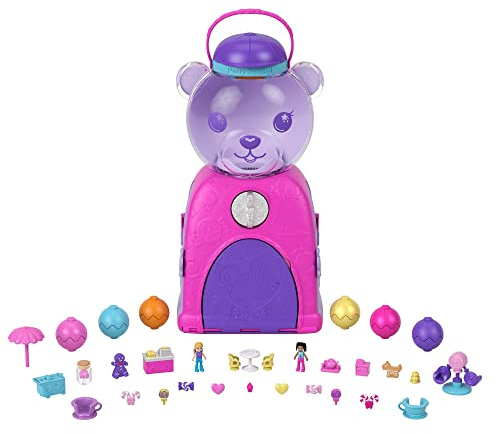 Polly Pocket HJN90 - Bärchen Kaugummi-Automat Spielset, mit Wiederbefüllungs-Funktion, enthält 2 Micro-Puppen, Kaugummis und Zubehör, Spielzeug für Kinder ab 4 Jahren