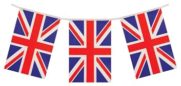 Henbrandt 3 x Union Jack Rectangular Party Bunting 10m Celebration Bunting Great Britain Union Jack British Party Decorations with 20 Flags Royal Theme Garland Pub BBQ Decoration