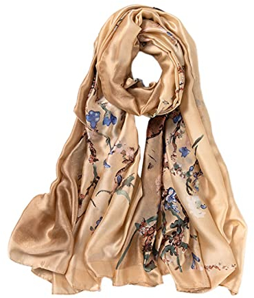 FAIRYGATE Seiden Tuch für Damen Mädchen Elegantes Accessoire Baumwolle Seiden Schal Halstuch oder Umschlagstuch Einsetzbar 79015