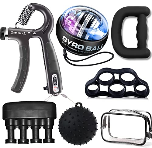 Handtrainer Fingertrainer Kit, Hand Trainingsgerät,Griffkraft Trainer, Hand Gripper, Fingerhantel,Finger Training, Gyroskopischer gyroball Trainer für Fitness Krafttraining Zuhause