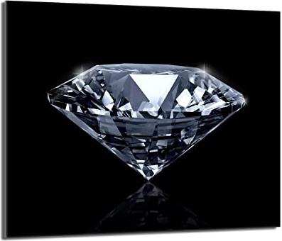 Herdabdeckplatte 60x52 cm Einteilig Glas für Elektroherd und Induktion, Herdschutz Spritzschutz Glasplatte Deko Schneidebrett, Diamant Schwarz, 4 mm Gehärtetes Glas