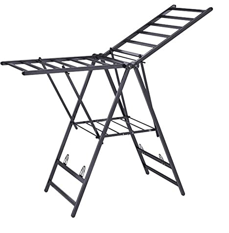 Wäscheständer/Wäschetrockner Wäscheständer Aluminium Faltbarer 2-stufiger Wäscheständer for Wäsche Faltbarer Wäscheständer mit höhenverstellbaren Flügeln for Bettwäsche, Kleidung, Handtücher usw. Clot