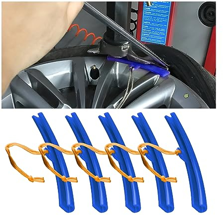 CGEAMDY 5 Piezas Protectores Llanta Motocicleta de Coche, Protector de llanta del Coche Cambio de Neumáticos, Protector Fijación para Neumáticos Coche, Protector Llantas Reparación Neumáticos (Azul)