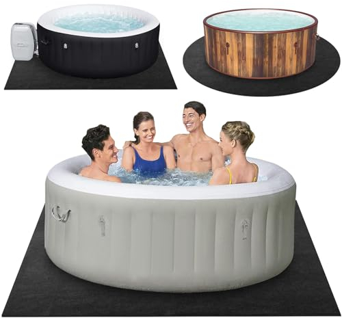 TIXANF Whirlpool-Matte, Filz, Grau, quadratisch, rutschfest, tragbar, Spa-Pool-Zubehör, 254 x 254 cm