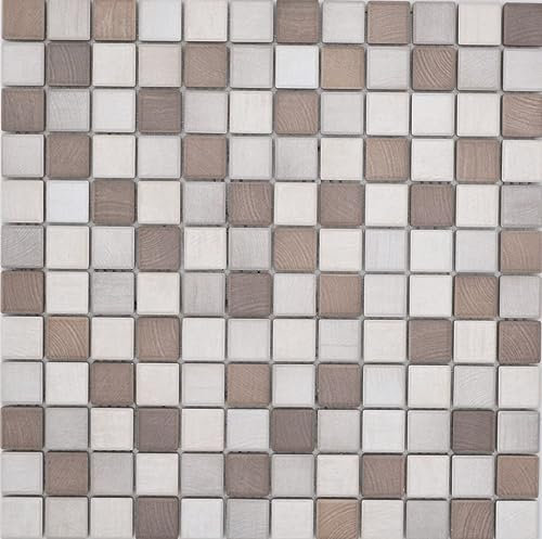 Keramikmosaik Fliese Jasba wood-mix matt Holzoptik Fliesenspiegel Badfliese Duschfliese / 10 Mosaikplatten
