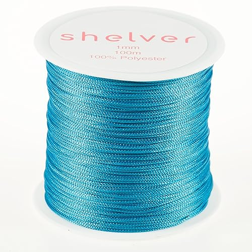 1 mm Schnur x 100 m, Nylonschnur, erhältlich in 26 Farben, zur Herstellung von Armbändern, anderen Handarbeiten (TURQUOISE)