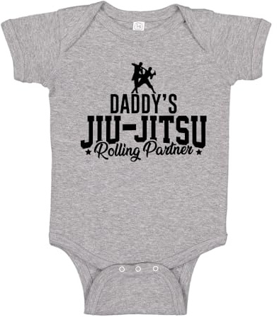The Shirt Den Daddy's Jiu Jitsu Rolling Partner Baby One Piece Bodysuit 6 mo Athletic Heather