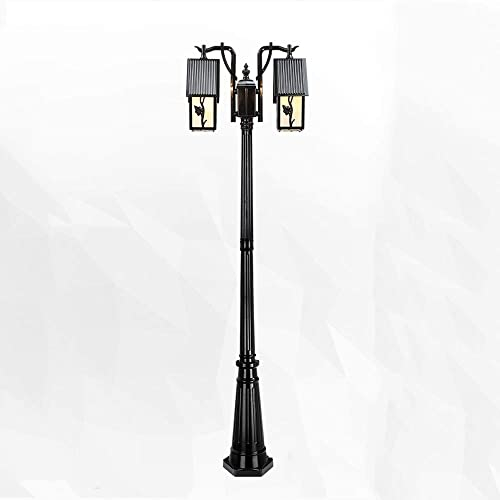 MODEBHD 2 m/2,9 m Aluminium 2-Kopf E27 Moderne Säulenlampe für den Außenbereich, traditionelle klassische Victoria-Glaslaterne, wasserdichte, rostfreie Pollerlampe, Straßenpfostenleuchte, Villa, Garte