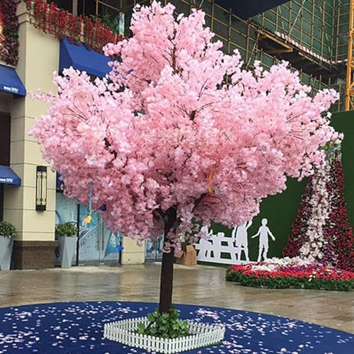 DPQYJPP 1–2,2 m künstliche Kirschblütenbäume, künstliche Pfirsichblüten, Wunschbaum, Seiden-Sakura-Blumenbaum für Hochzeit, Party, Heimdekoration, Innen-/Außenbereich, Rosa,Round-1.8x1.5m/5.9x4.9ft