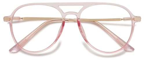 MAGIMODAC Blaulichtfilter Brille Damen Herren Rechteckig Anti Blaues Licht Brillen Metall Computerbrille Brillenfassung ohne Stärke Rosa