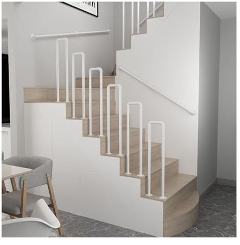 U-FöRmige GeläNder Treppe, Dachboden Dekorative Handlauf Treppe Metal GeläNder Drinnen/RaußEn, Handlauf Haltebügel Geländer für Villen(Size:90CM,Color:Weiß)