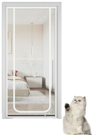 Zanzariera per gatti antigraffio, in rete, con cerniera, impedisce a cani e gatti di correre (U-bianco, 150 x 220 cm)