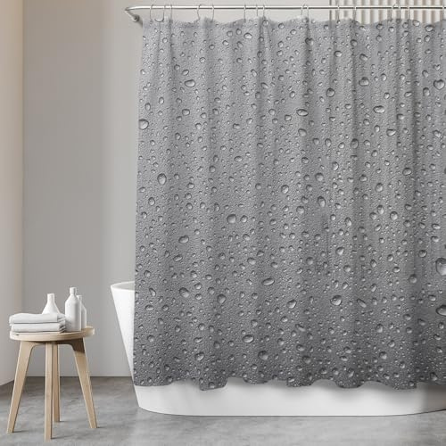 SANFINO® Tenda da doccia premium antimuffa 180 x 200 per vasca da bagno e doccia – impermeabile e lavabile in lavatrice – resistente alla muffa e certificata Oeko-Tex – Grey Splash
