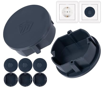 Tapa de caja de enchufe, 8 piezas, gris, protección de la caja de enchufe contra el polvo y las salpicaduras de agua, para caja de enchufe SchuKo tipo F, tapa para regleta de cajas de enchufe