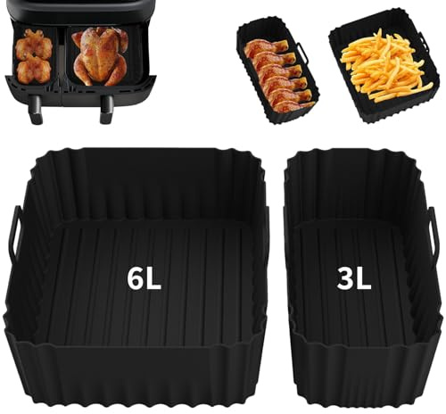 Silicone Air Fryer Liner for Philips Dual Basket Air Fryer 3000 Series | 2 Pcs Reusable Air Fryer Accessories AirFryer Liners for Philips Air Fryer NA350/00