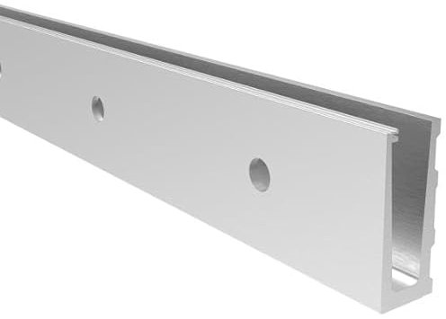 Sellon24® Barandilla de cristal entero perfil U superior montaje en pared de aluminio lateral riel balcón terraza anclaje lateral barandilla anodizada mejilla 12-21,52 mm de aluminio (perfil U ELOX