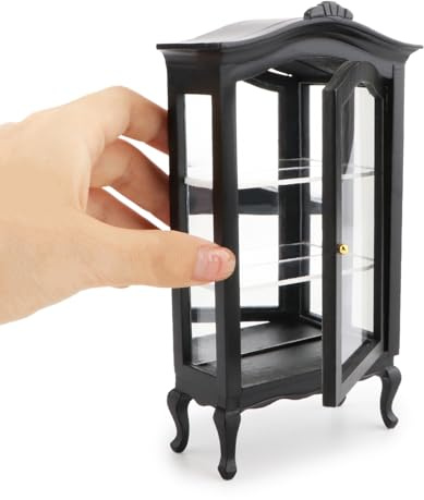 Miniature Furniture Display Shelf 1:12 Wooden Cabinet, Black