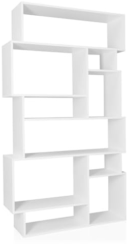 hjh LIVING Scaffale con 10 scomparti KALAG M libreria divisoria, incl. montaggio a parete, scaffale decorativo indipendente, 96 x 25,5 x 168,5 cm, bianco