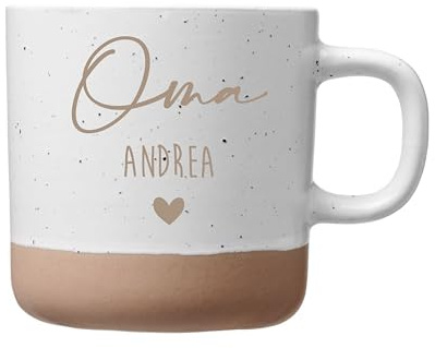 Personalisierte Tasse für Oma mit Name & Herz – Beste Oma Tasse Keramik 360 ml Geschenk Großmutter zu Weihnachten, Geburtstag, Muttertag oder Nikolaus – Personalisierter Kaffee & Teebecher