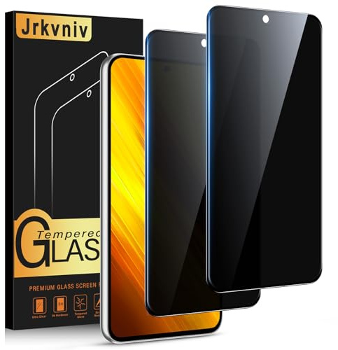 Jrkvniv Protector Pantalla de Privacidad para Xiaomi Poco X3 NFC/X3/X3 Pro Cristal Templado Antiespia Protectora Vidrio Película Dureza 9H Antiarañazos Sin Burbujas Privacy Screen Protection,2 Piezas