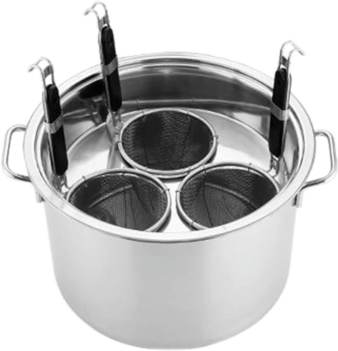 CVNIMV Olla de Fideos Comercial, Olla Multifuncional para cocinar Pasta, Juego de Olla para cocinar Pasta Comercial, con Divisor y colador, Olla de Acero Inoxidable (4 Agujeros)