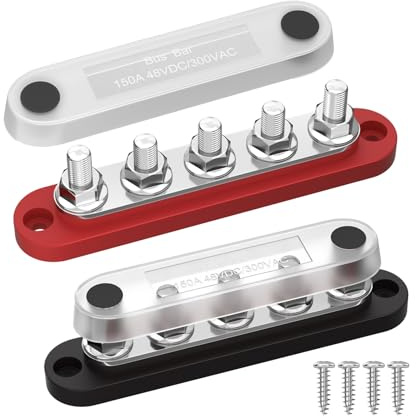 Marine Verteilerblock - Batterie Verteilerblock Busleiste - Klemmleiste Stromverteiler Anschlussblock Batterieleiste Busleiste Rot