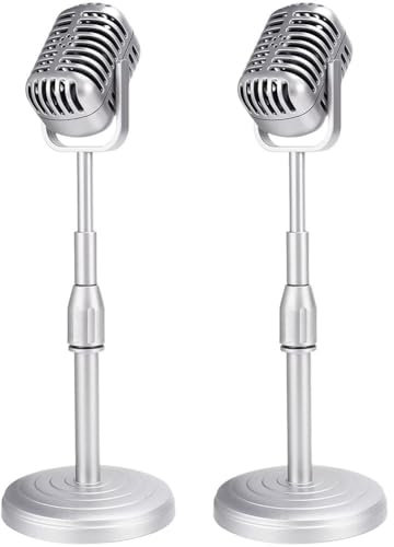 Vintage Microphone Prop Model Creativity Simulation Microphone Stand Set for Photo Shooting Vintage Photography Props