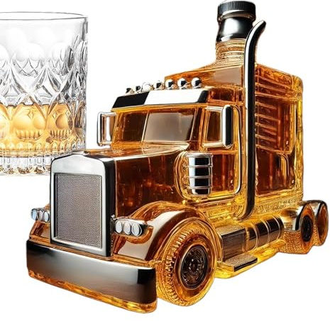 GkgWuxf Bourbon-karaff | Halvlastbil Bourbon-dispenser | 375 ml dekorativ karaff med propp för sprit öl champagne värdskap hemma bar fester bröllop brunch födelsedagar
