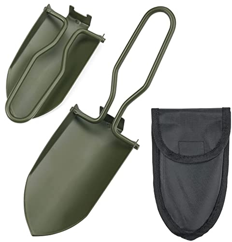 Jinsion Klappspaten Edelstahl Mini Gartenschaufel Outdoor Garten Kleine Metallschaufel Multifunktionaler Klappspaten mit Tragetasche für Survival Camping Wandern Angeln Auto Notfall