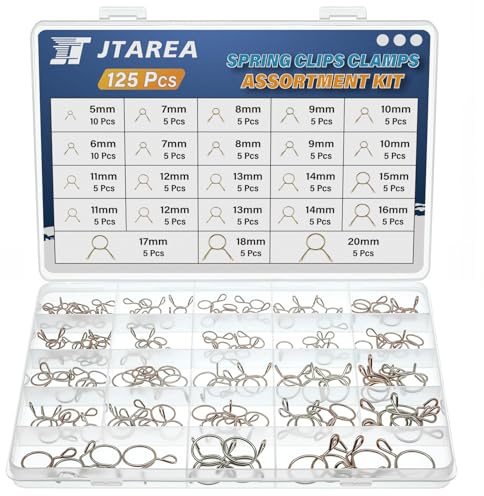 JTAREA 15Tailles Collier Durite Essence Set 5 6 7 8 9 10 11 12 13 14 15 16 17 18 20 mm Clip à Ressort Tuyau Serrage Durite Essence Serre-joints à Tuyaux