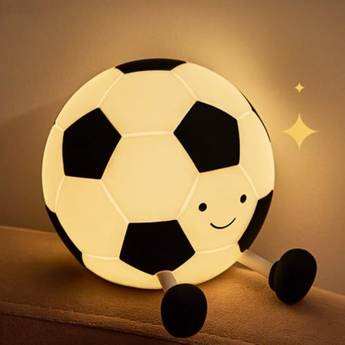 Mineup Nachtlicht Kinder, Fußball Nachtlicht, Fußball Lampe Silikon Soft Touch, Dimmbar mit Timer, Stilllicht Silikon, Nachtlampe Kinder, Aufladung für Kinderzimmer Schlafzimmer Deko Geschenke