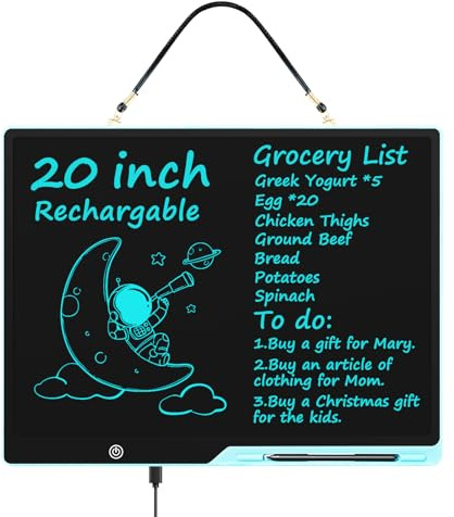 [Rechargeable] 20 Inch LCD Writing Tablet for Kids, Extra-Large Drawing Tablet for Adults, Educational & Learning Toys for Boys Girls Ages 8-12 Years Old, Drawing Board for Kids Birthday Gift (Blue)