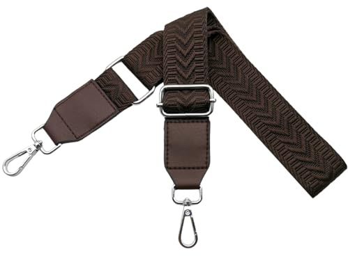 Taschengurte zum Wechseln Schultergurt für Taschen Breit 3.8 cm mit Silber Karabiner Handtaschengurte Leder Schulterriemen für Handtaschen Damen, Umhängetasche, Kaffee, U2-18