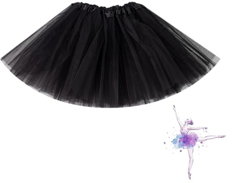 Tutu Skirts for Women Girls Ballet Fluffy Tutus Tulle Ladies Dance Party Adult Tutu Skirt Fancy Mesh Tutus Skirt Layered for Women And Teens for Dress-Up Parties,Dancingcostumes ,Performances (Black)