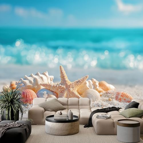 Cian Fondo de Pantalla PanoráMica 3d, Vibrante Exquisito Playa Estrellas De Mar Fotomurales Mural 250 x 175 cm (An x Al) – Decoración de Pared Para Sala Cuarto Oficina y Salón