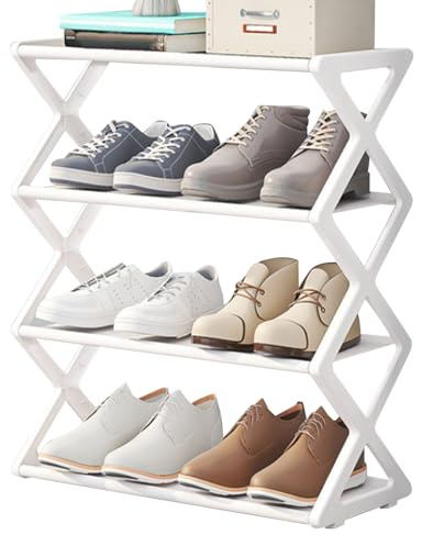 Scaffale per scarpe: supporto per scarpe di livello verticale, ripiani di ingresso compatti, caratteristica di costruzione in acciaio resistente | Corridoio della camera da, armadio, garage,