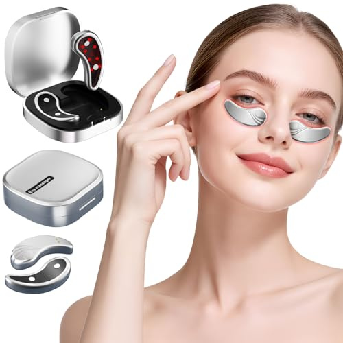 Rotlicht Augenmassagegerät, Elektrisches Eye Beauty EMS Augenpads, Device Gegen Augenringe, Tränensäcke & Falten, Leise Massage Maske für Augen, Wiederaufladba
