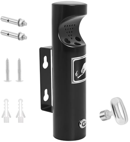 Mülleimer Wandmontage, Vertikaler Wandmülleimer für Draussen, mit Schloss | Edelstahl Tubular öffentliche Abfallbehälter Papiereimer, für Terrasse, Restaurant, Hotel und Büro, 28,3 * 6,3 cm