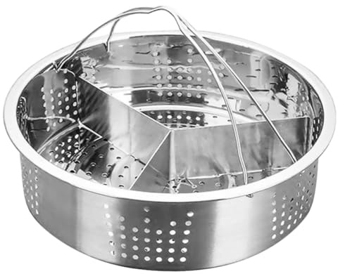 Angoily Panier Vapeur en Acier Inoxydable 304 avec Double Poignée Diamètre 21 Cm Insert Vapeur à Trous Complets Accessoire pour Multifonction Cuisson Saine du Riz et Légumes