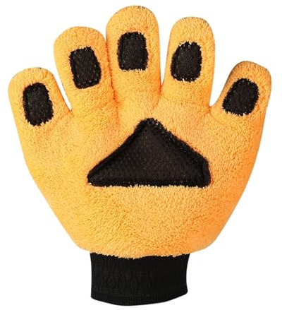Guanto per lavaggio auto - Guanto per lavaggio auto da 23 cm | Guant per pulizia in pile corallo | Design a d'orso | Guanti morbidi a cinque dita, per la pulizia del veicolo e della casa senza