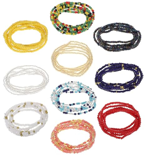 TIKODIDA Chaîne de Hanche en Perles Colorées pour Plage, Accessoire de Taille Charmant Décorant la Taille, 10 Pièces pour Soirée Formelle ou Bal Couleur Aléatoire