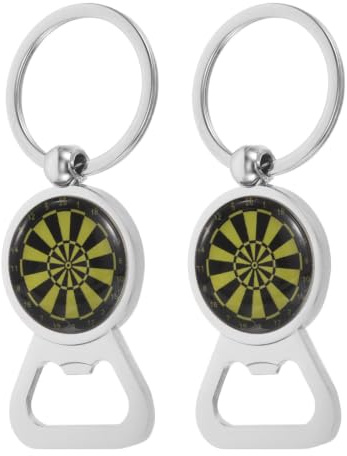 VICASKY Dartscheiben Flaschenöffner Schlüsselanhänger 2 Stück pack aus Edelstahl Schlüsselanhänger Kreativer und Multipurpose in Gelb Geschenk für Oktoberfest Party und Getränkeliebhaber