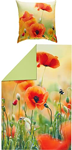 REDBEST Wende-Bettwäsche, Bettgarnitur Renforcé bunt Größe 80x80 cm / 135x200 cm - strapazierstark, atmungsaktiv, mit praktischem Reißverschluss