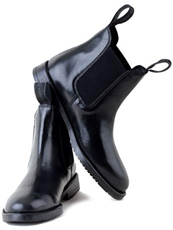 Rhinegold COMFEY CLASSIC LEATHER JODHPUR BOOTS FOR WOMEN - Traditional Horse Riding Boots - No Zippers, Easy On/Off, Elastic Sides (Black, Size EU 42, UK 8)