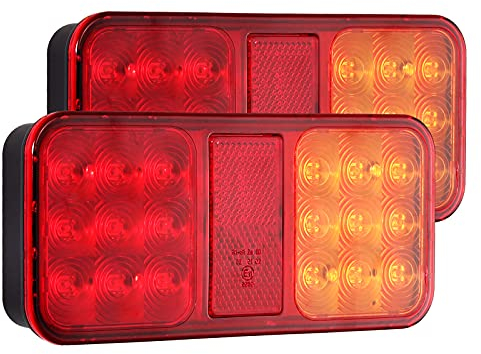 EYPINS 2x Universal Rücklichter, Rückleuchten Rücklicht Bremslicht Anhängerbeleuchtung Kennzeichenbeleuchtung 24 LED IP65 für 12V Anhänger KFZ LKW Trailer Caravan Wohnwagen Boot Vans (E-Mark E11)